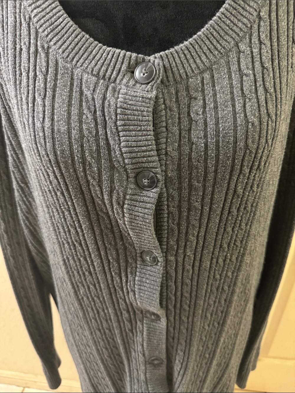 Covington Gray Ribbed Button-Front Women's Sweater Cardigan Size 20-22W - Picture 4 of 6